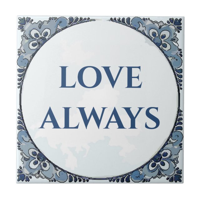 Blue Delft Look, edit text Ceramic Tile (Front)