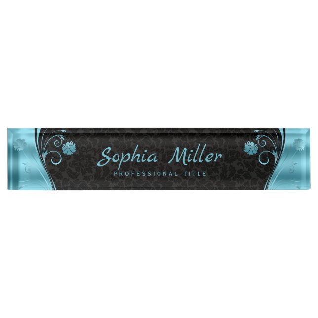 Blue Delicate Flowers Nameplate (Front)