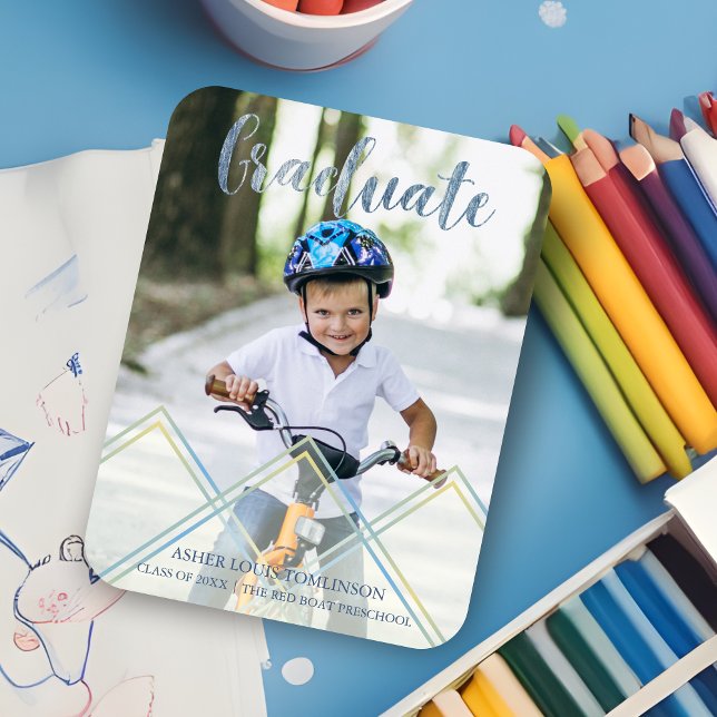 Blue Delicate Transparency Effect Pre K Graduation Magnet (Blue Delicate Transparency Effect Pre K Graduation Magnet.)