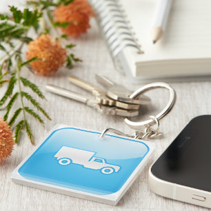 Blue Delivery Truck Icon Logistics Shipping Key Ring