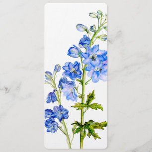 Blue delphinium art wedding dinner menu