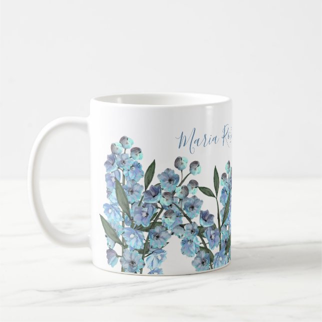 Blue Delphinium Coffee Mug (Left)