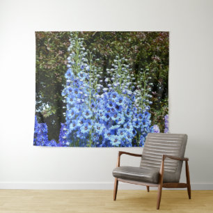 Blue Delphinium Floral Flowers Garden Nature Tapestry