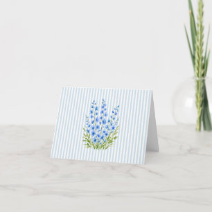 Blue Delphinium Flower Painting Blue Stripe Thank You Card