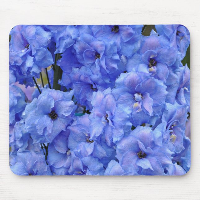Blue delphinium flowers mouse mat (Front)