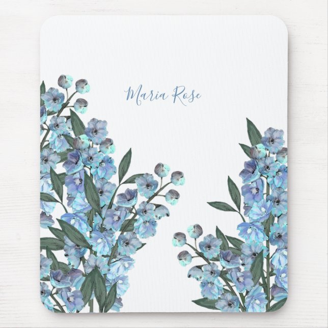 Blue Delphinium Mouse Mat (Front)