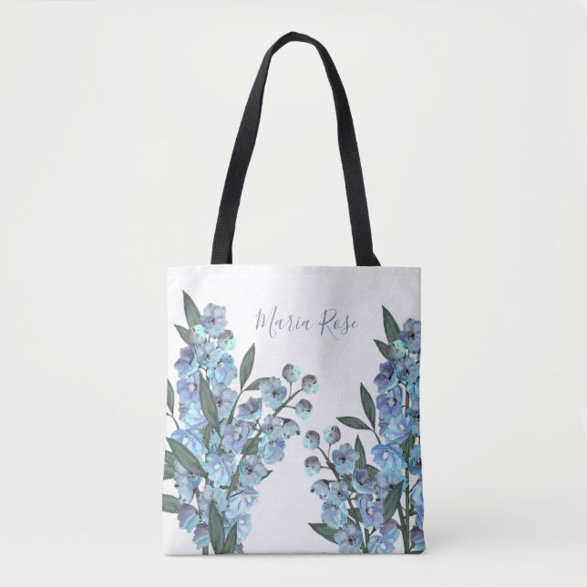 Blue Delphinium Tote Bag (Front)