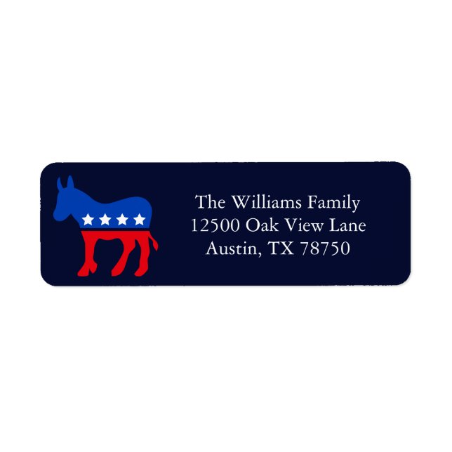 Blue Democrat Donkey Political Return Address (Front)