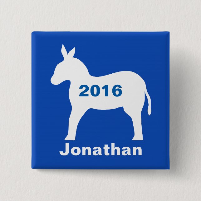 Blue Democratic Donkey 2016 Election Name Badge (Front)