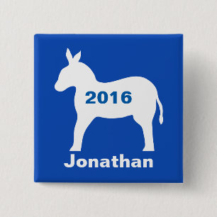 Blue Democratic Donkey 2016 Election Name Badge