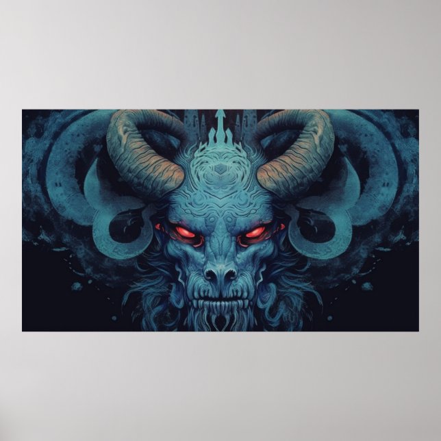 Blue demon with horns poster (Front)