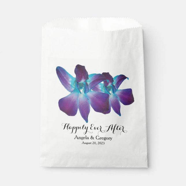 Blue Dendrobium Orchid Happily Ever After Wedding Favour Bags (Front)