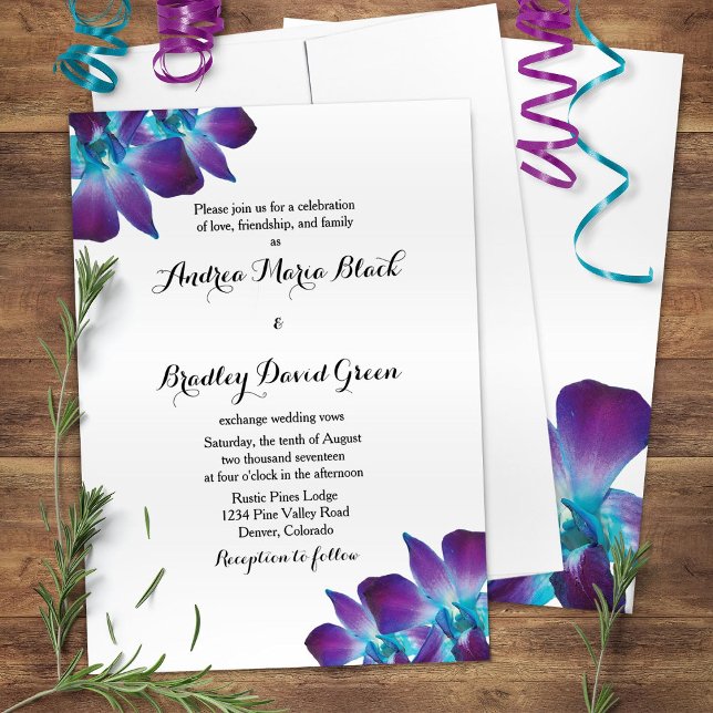 Blue Dendrobium Orchid Wedding Invitation (Creator Uploaded)
