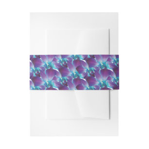 Blue Dendrobium Orchid Wedding  Invitation Belly Band