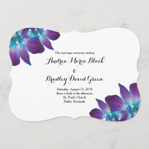 Blue Dendrobium Orchid Wedding Program Programme