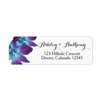 Blue Dendrobium Orchid Wedding Return Address