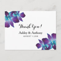Blue Dendrobium Orchid Wedding Thank You