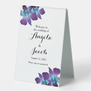 Blue Dendrobium Orchid Wedding Welcome Guestbook