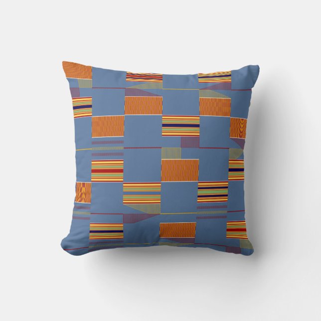 Blue Denim African Kente Masculine Cushion (Front)