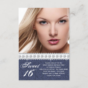 Blue Denim and Diamond Sweet Sixteen Party Invitation