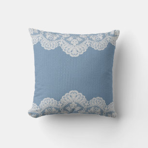 Blue Denim and Lace Cushion