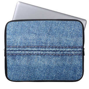 Blue denim background close-up (macro) laptop sleeve