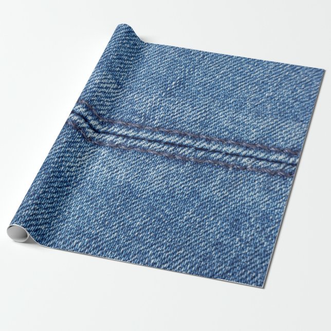 Blue denim background close-up (macro) wrapping paper (Unrolled)