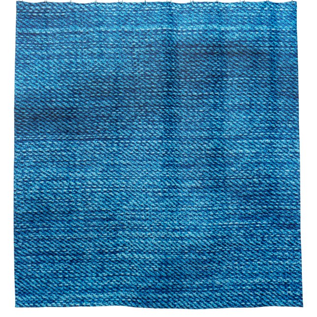 blue denim background used as a backdrop shower curtain (Front)