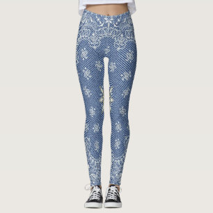 Blue Denim Bandanna Leggings