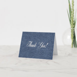 Blue Denim Blank Inside Thank You Card