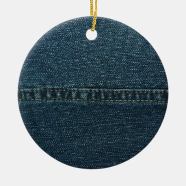 Blue Denim Ceramic Tree Decoration (Front)