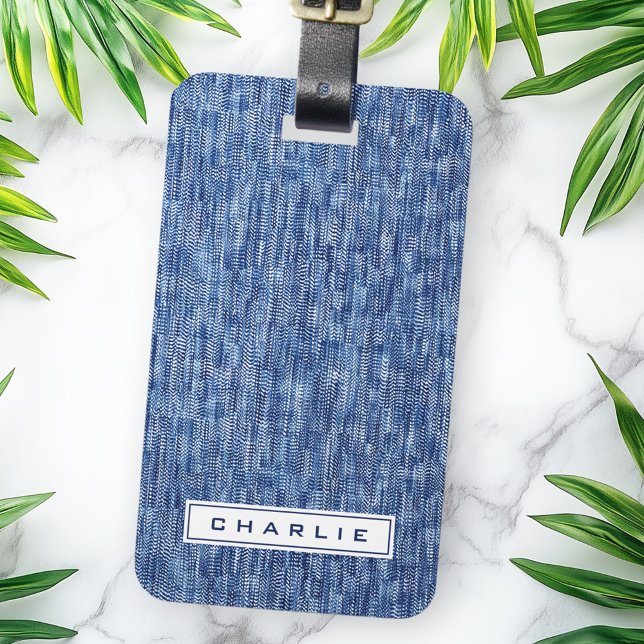 Blue denim custom name luggage tag (Blue denim custom name luggage tag)