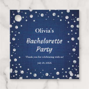 Blue Denim Diamonds Pearls Bachelorette Party  Favour Tags