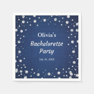 Blue Denim Diamonds Pearls Bachelorette Party  Napkin