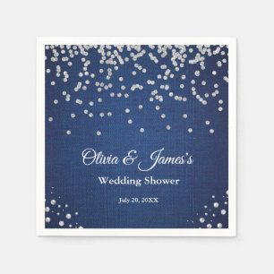 Blue Denim Diamonds Pearls Couple's Wedding Shower Napkin