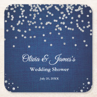 Blue Denim Diamonds Pearls Couple's Wedding Shower