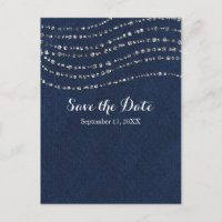 Blue Denim & Diamonds Sparkle Bling Save The Date