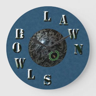 Blue Denim Dimensional Lawn Bowls, Wall Clock