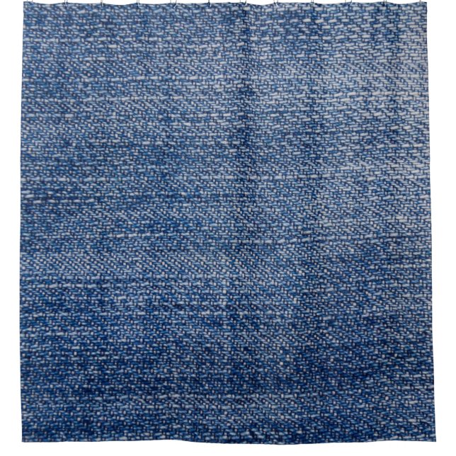 Blue Denim Fabric Jeans Texture Shower Curtain (Front)