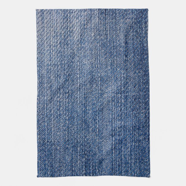 Blue Denim Fabric Jeans Texture Tea Towel (Vertical)