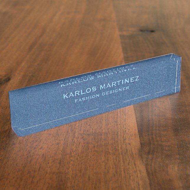 Blue denim fabric texture nameplate (Side)