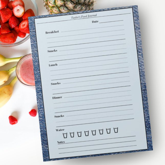 Blue Denim Food Journal - Easy Daily Meal Diary Notepad (Creator Uploaded)