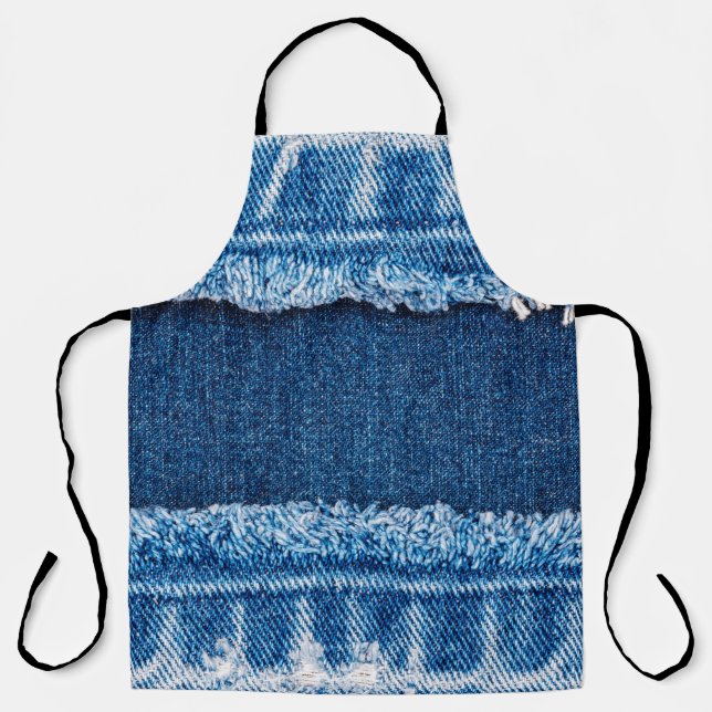 Blue denim jeans fabric texture apron (Front)
