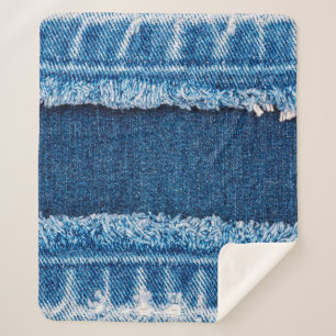 Blue denim jeans fabric texture sherpa blanket