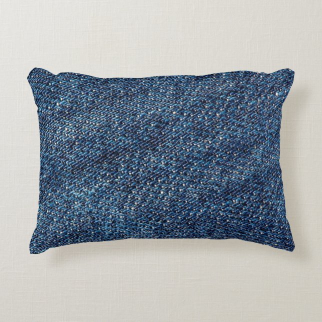 Blue denim jeans texture background. decorative cushion (Front)