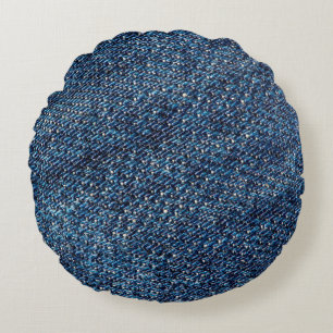 Blue denim jeans texture background. round cushion