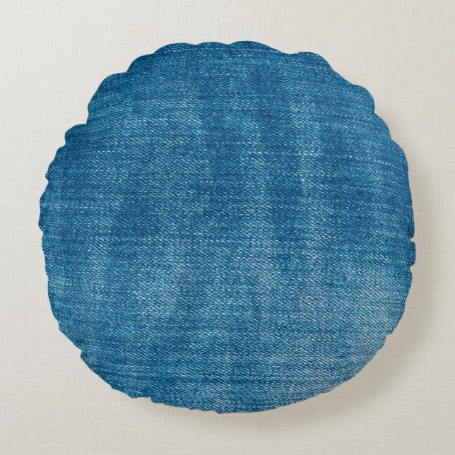Blue denim jeans texture close up. Blue denim jean Round Cushion (Front)