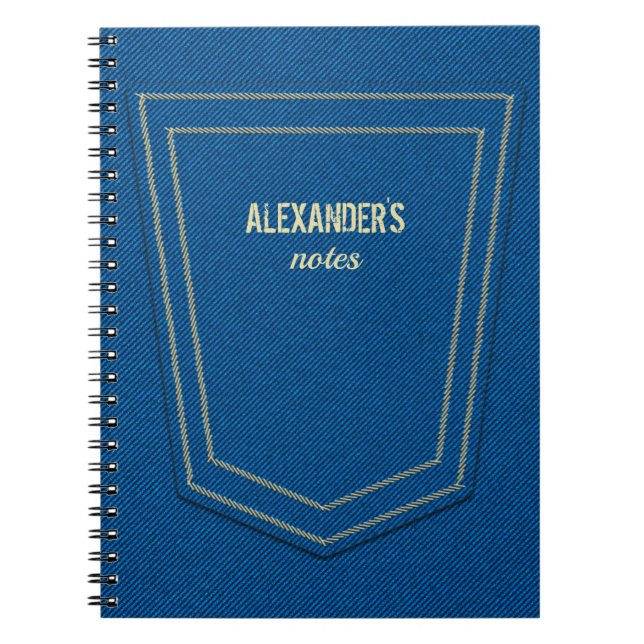 Blue Denim Jeans Texture Name Personalised Notebook (Front)