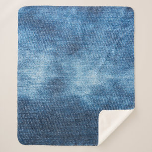 Blue denim jeans texture sherpa blanket