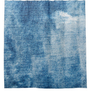 Blue denim jeans texture shower curtain